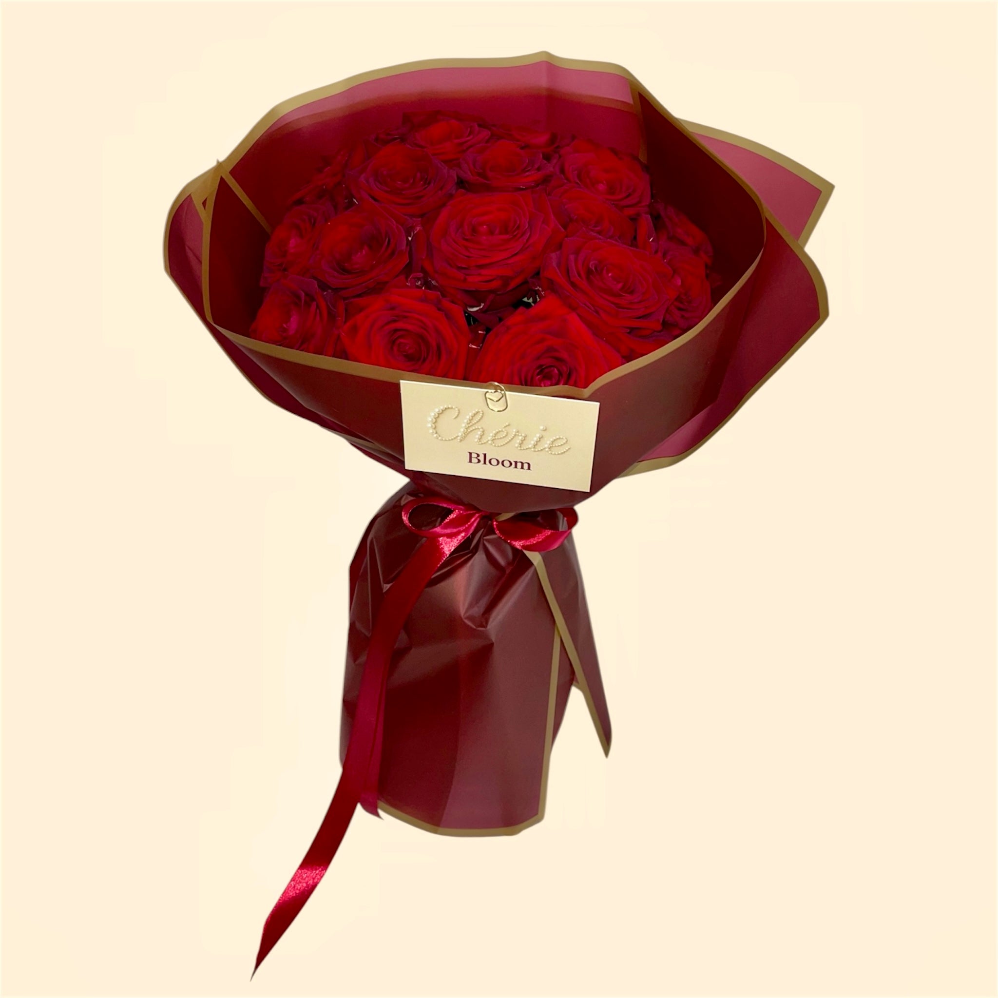 Scarlet Élégance – 20 rote Rosen Strauß | Chérie Bloom