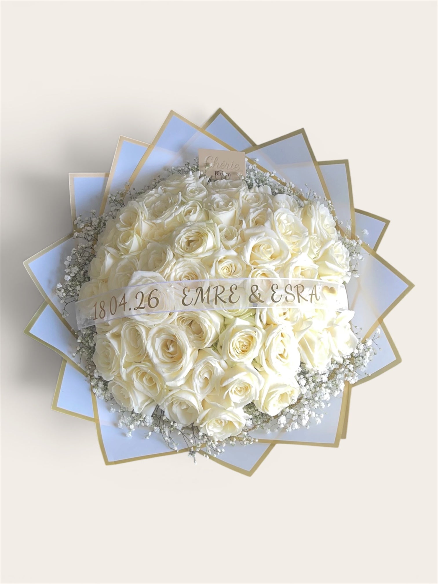 White Signature Bouquet / 50 Rosen | Chérie Bloom